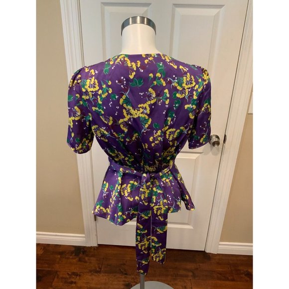 Saloni Purple "Violet Sweetpeas" Floral Short Sleeve Top , Size 10 (US) NWT! - Picture 8 of 9